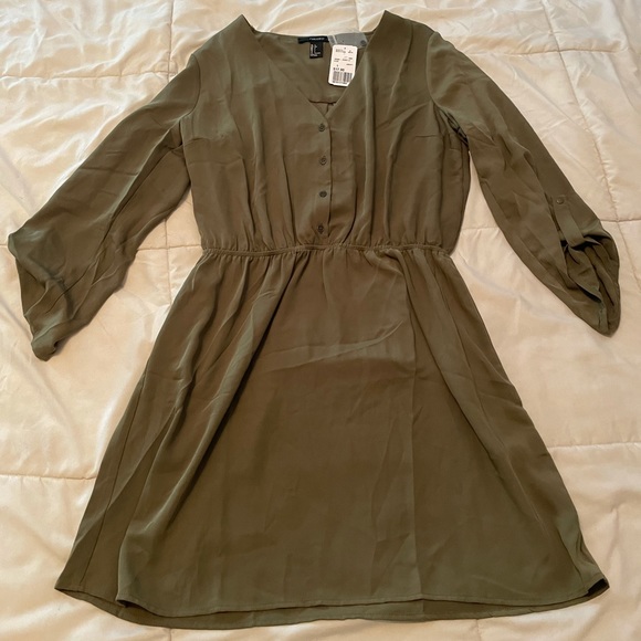 Brand New Forever 21 Large olive dress. - Picture 1 of 5